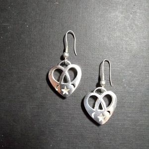 HEART, STARS, AND MOON STERLING SILVER EARRINGS